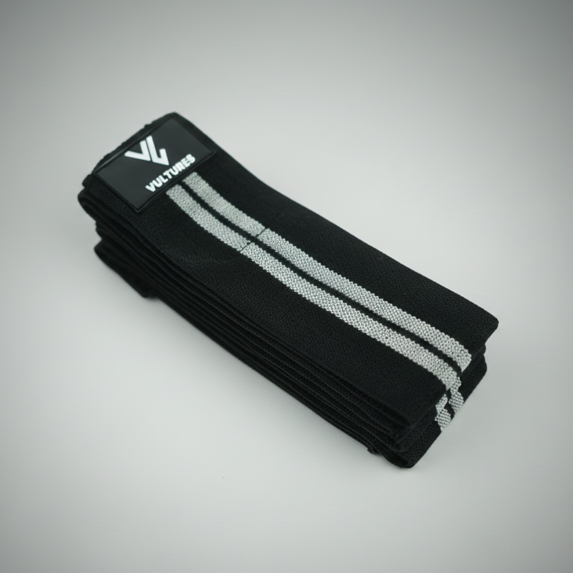 Vultures Knee Wraps (Black with grey stripes)